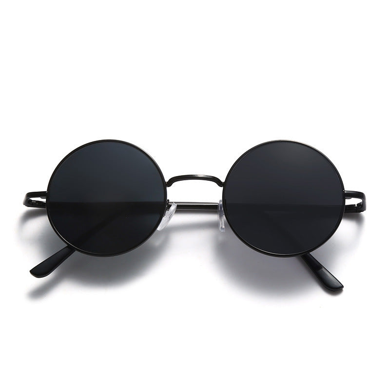 Gafas de sol redondas retro de verano, con espejo de rana reflectante, montura redonda