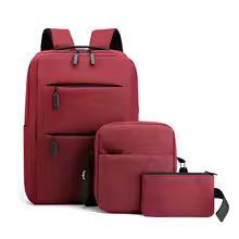 Conjunto de tres piezas Regalo de negocios Mochila para computadora portátil Color puro Bolso simple para escuela secundaria Material de tela Oxford