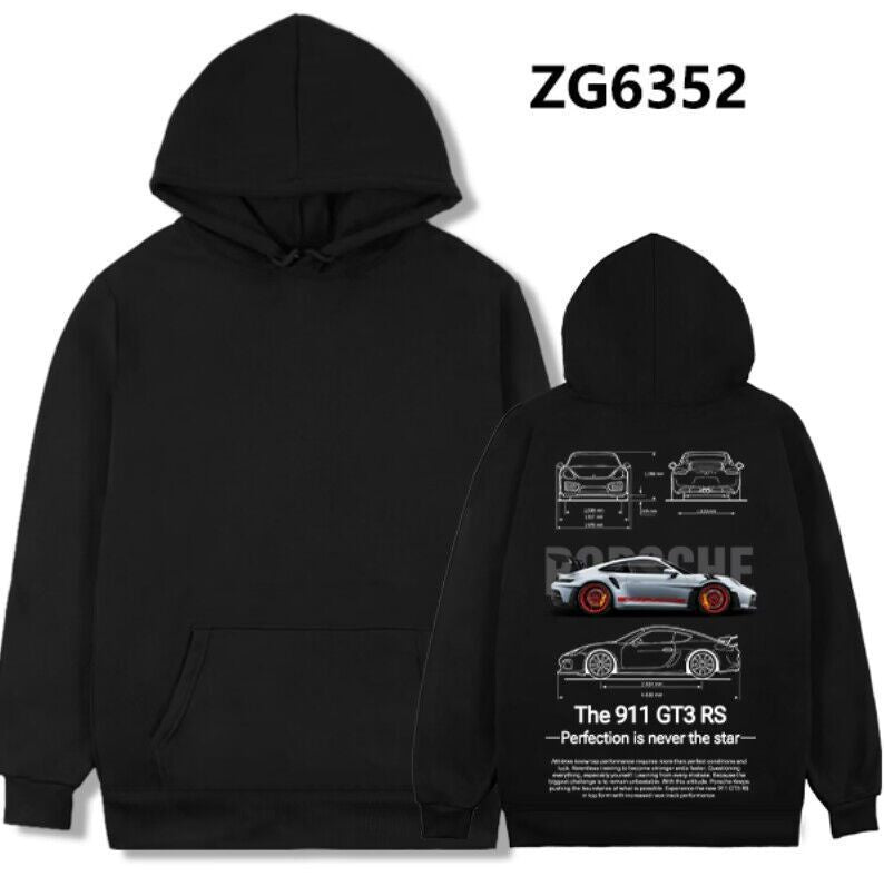 Sudadera con capucha de carros deportivos para hombre, moderna y holgada, informal y versátil.