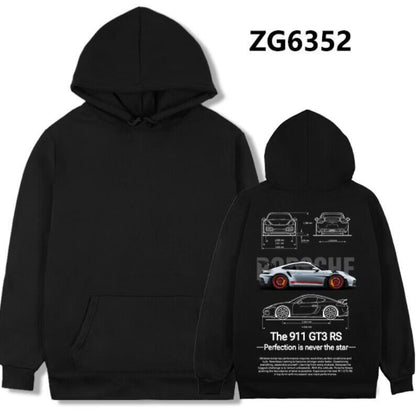 Sudadera con capucha de carros deportivos para hombre, moderna y holgada, informal y versátil.