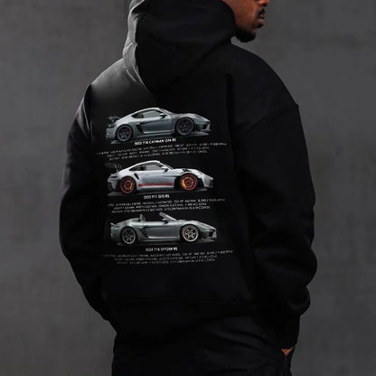 Sudadera con capucha de carros deportivos para hombre, moderna y holgada, informal y versátil.