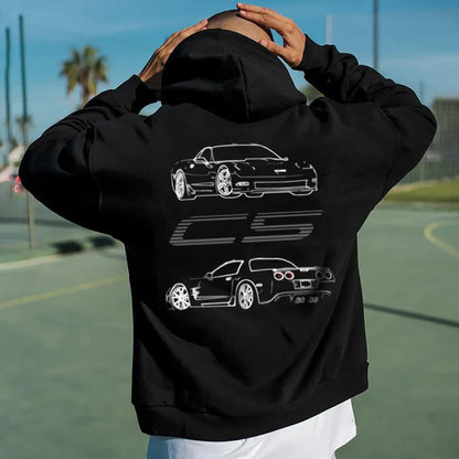 Sudadera con capucha de carros deportivos para hombre, moderna y holgada, informal y versátil.