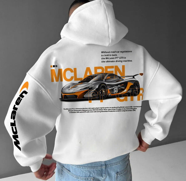Sudadera con capucha de carros deportivos para hombre, moderna y holgada, informal y versátil.