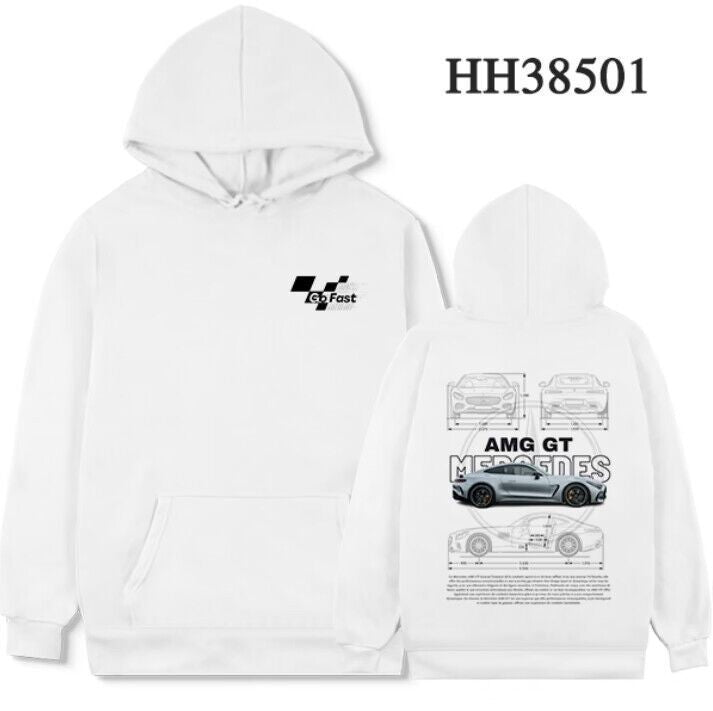 Sudadera con capucha de carros deportivos para hombre, moderna y holgada, informal y versátil.