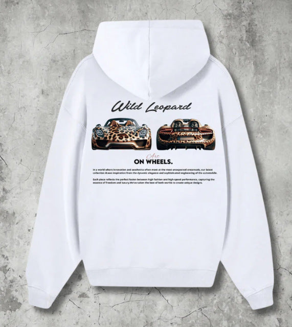Sudadera con capucha de carros deportivos para hombre, moderna y holgada, informal y versátil.