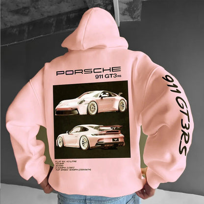 Sudadera con capucha de carros deportivos para hombre, moderna y holgada, informal y versátil.