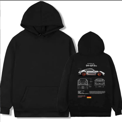 Sudadera con capucha de carros deportivos para hombre, moderna y holgada, informal y versátil.