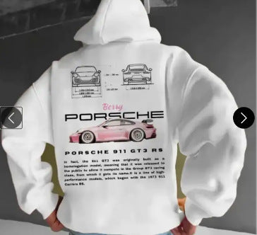 Sudadera con capucha de carros deportivos para hombre, moderna y holgada, informal y versátil.