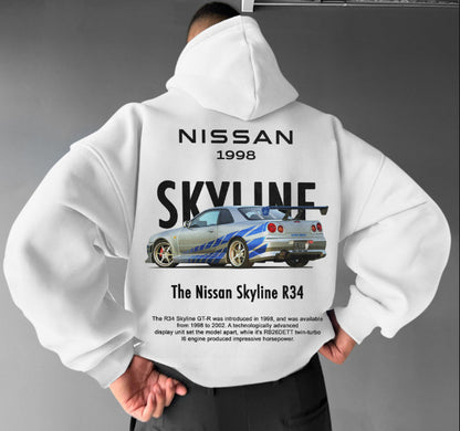 Sudadera con capucha de carros deportivos para hombre, moderna y holgada, informal y versátil.