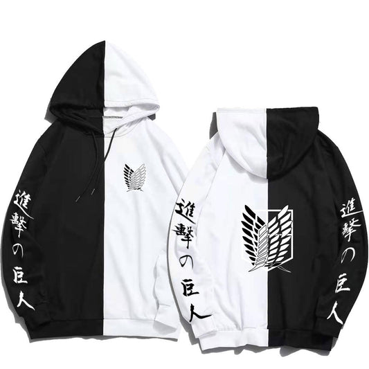 Sudadera con capucha para hombre de Attack on Titan, sudadera con capucha cosida, sudadera bicolor para hombre
