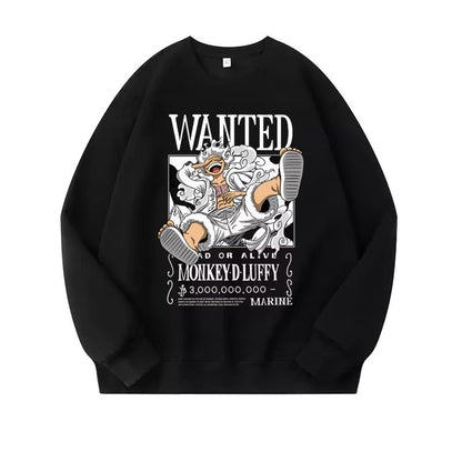Sudadera de One Piece Luffy, cuello redondo, manga larga, abrigo juvenil