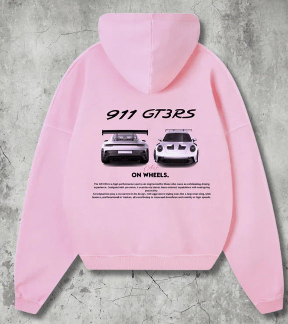 Sudadera con capucha de carros deportivos para hombre, moderna y holgada, informal y versátil.