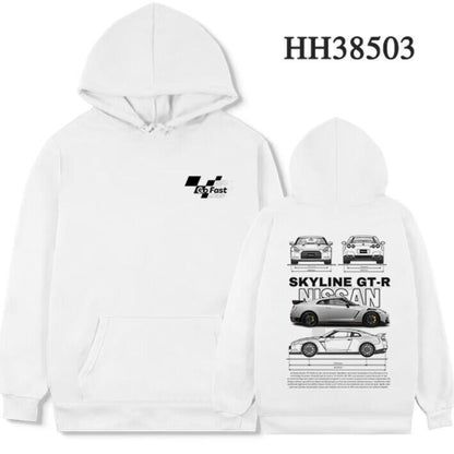 Sudadera con capucha de carros deportivos para hombre, moderna y holgada, informal y versátil.
