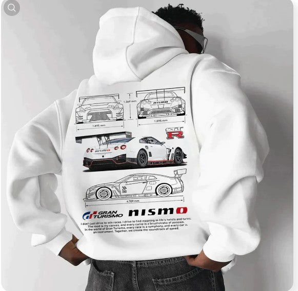 Sudadera con capucha de carros deportivos para hombre, moderna y holgada, informal y versátil.