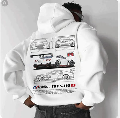 Sudadera con capucha de carros deportivos para hombre, moderna y holgada, informal y versátil.