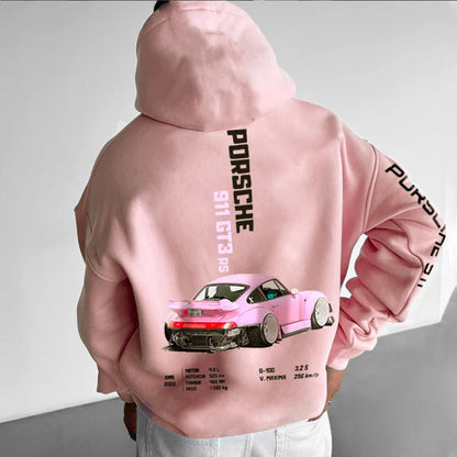 Sudadera con capucha de carros deportivos para hombre, moderna y holgada, informal y versátil.