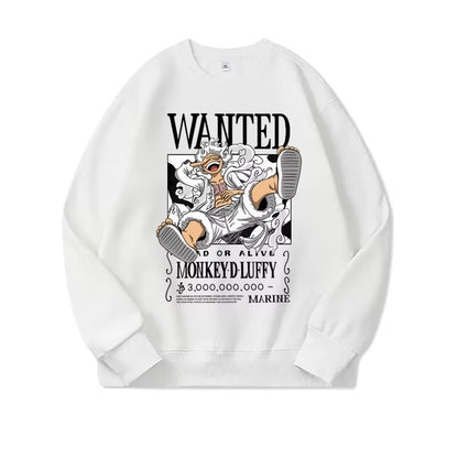 Sudadera de One Piece Luffy, cuello redondo, manga larga, abrigo juvenil