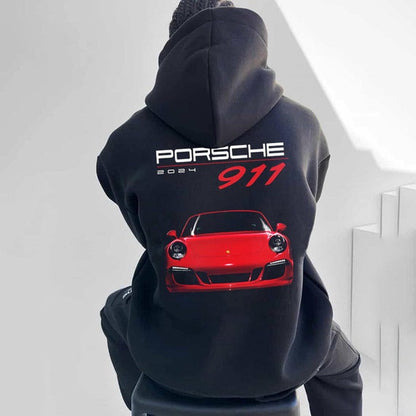 Sudadera con capucha de carros deportivos para hombre, moderna y holgada, informal y versátil.