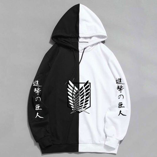 Sudadera con capucha para hombre de Attack on Titan, sudadera con capucha cosida, sudadera bicolor para hombre