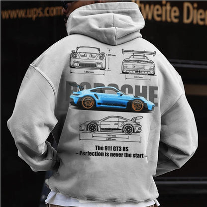 Sudadera con capucha de carros deportivos para hombre, moderna y holgada, informal y versátil.