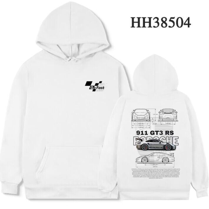 Sudadera con capucha de carros deportivos para hombre, moderna y holgada, informal y versátil.