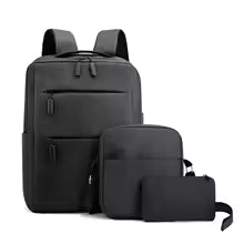 Conjunto de tres piezas Regalo de negocios Mochila para computadora portátil Color puro Bolso simple para escuela secundaria Material de tela Oxford